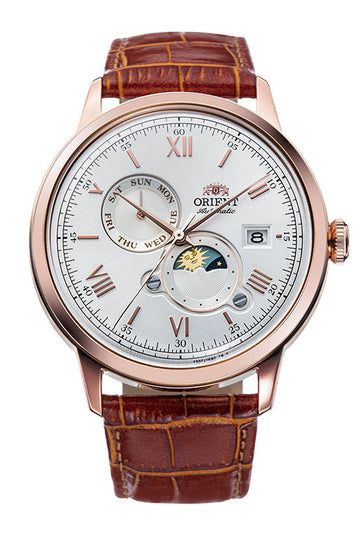 ORIENT RA-AK0801S00C Sun and Moon with Open Heart Classic Automatic Leather Strap Watch