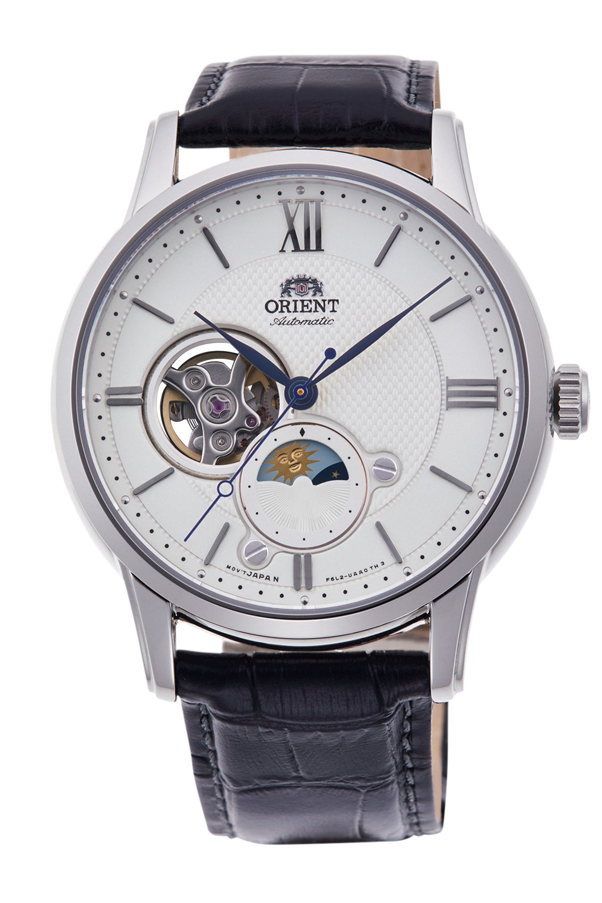 ORIENT RA-AS0011S Sun and Moon with Open Heart  Classic Automatic Gents Leather Strap Watch